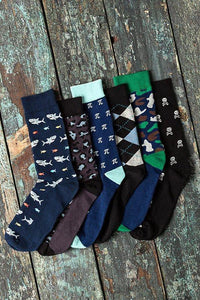 Shark Attack Sock, Socks, Alynn Socks, Navy Blue, Carded Cotton, Nylon, Spandex, SK1019, Men's Socks, Socks for Men, Cuffed, Clinks.com, Clinks Australia