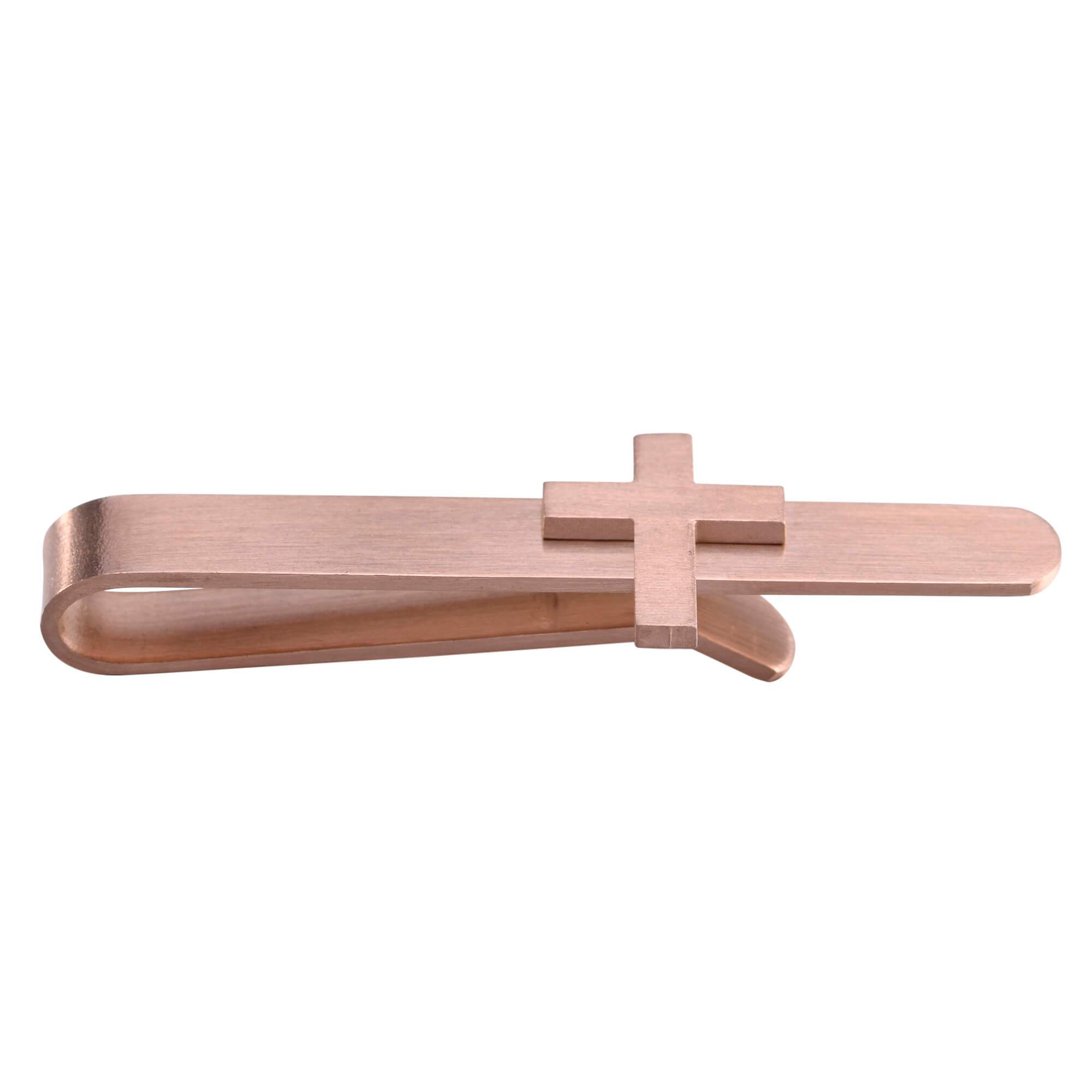 Cross Tie Bar in Brushed Rose Gold Tie Bars Clinks Australia 