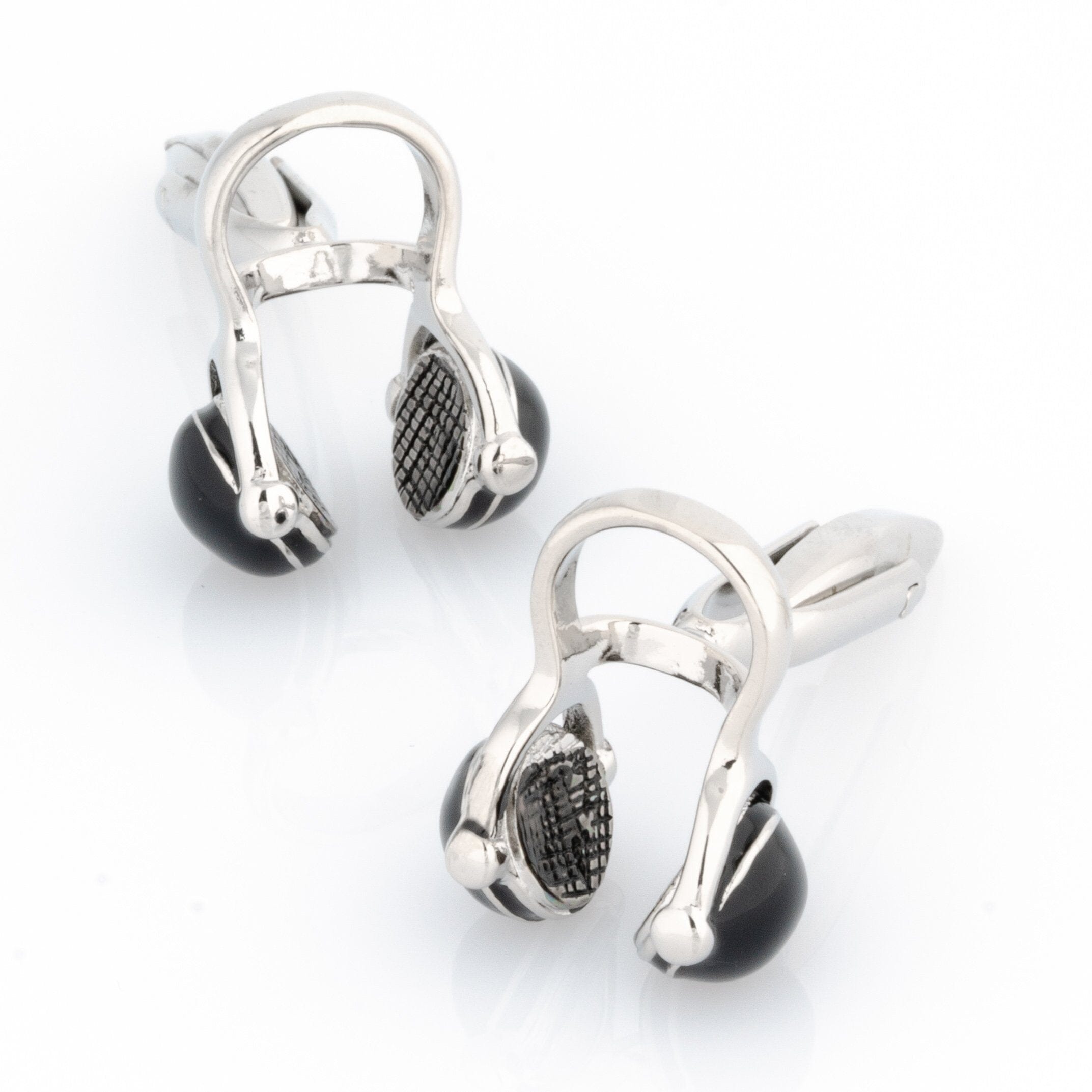 Black and Silver Headphone Cufflinks Style 2 Novelty Cufflinks Clinks Australia Black and Silver Headphone Cufflinks Style 2 