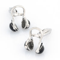 Black and Silver Headphone Cufflinks Style 2 Novelty Cufflinks Clinks Australia Black and Silver Headphone Cufflinks Style 2