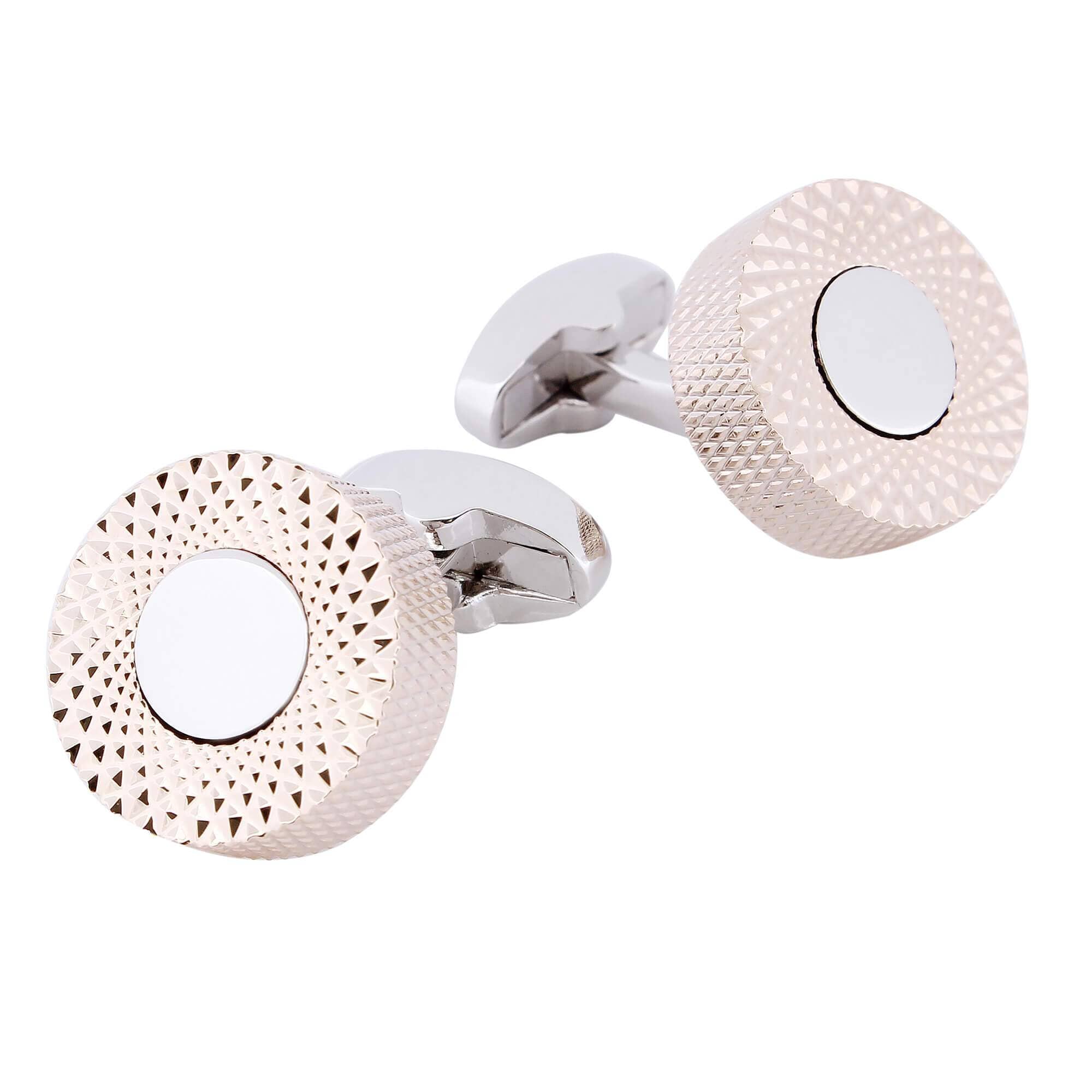 Textured Rose Gold and Silver Round Cufflinks Classic & Modern Cufflinks Clinks Australia 