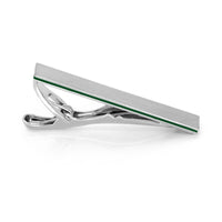 Brushed Silver with Black Edge Small Tie Clip Tie Bars Clinks