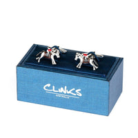 Racing Horses with Jockey (Colour) Cufflinks Novelty Cufflinks Clinks Australia