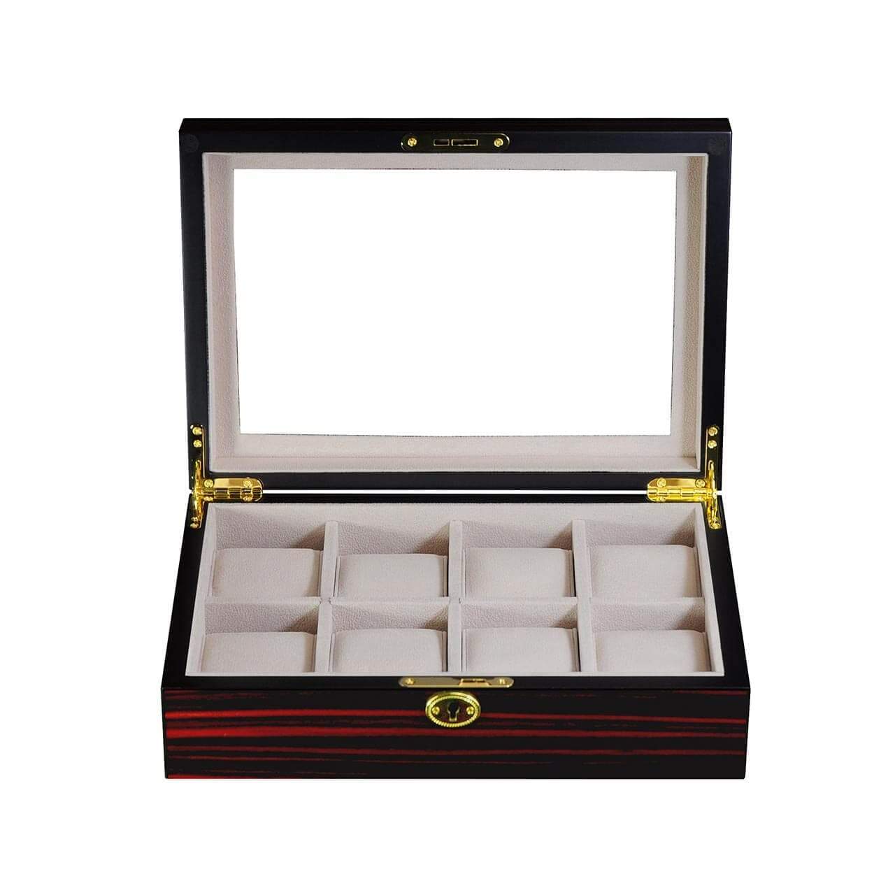 Ebony Wooden Watch Box for 8 Watches Watch Boxes Clinks 
