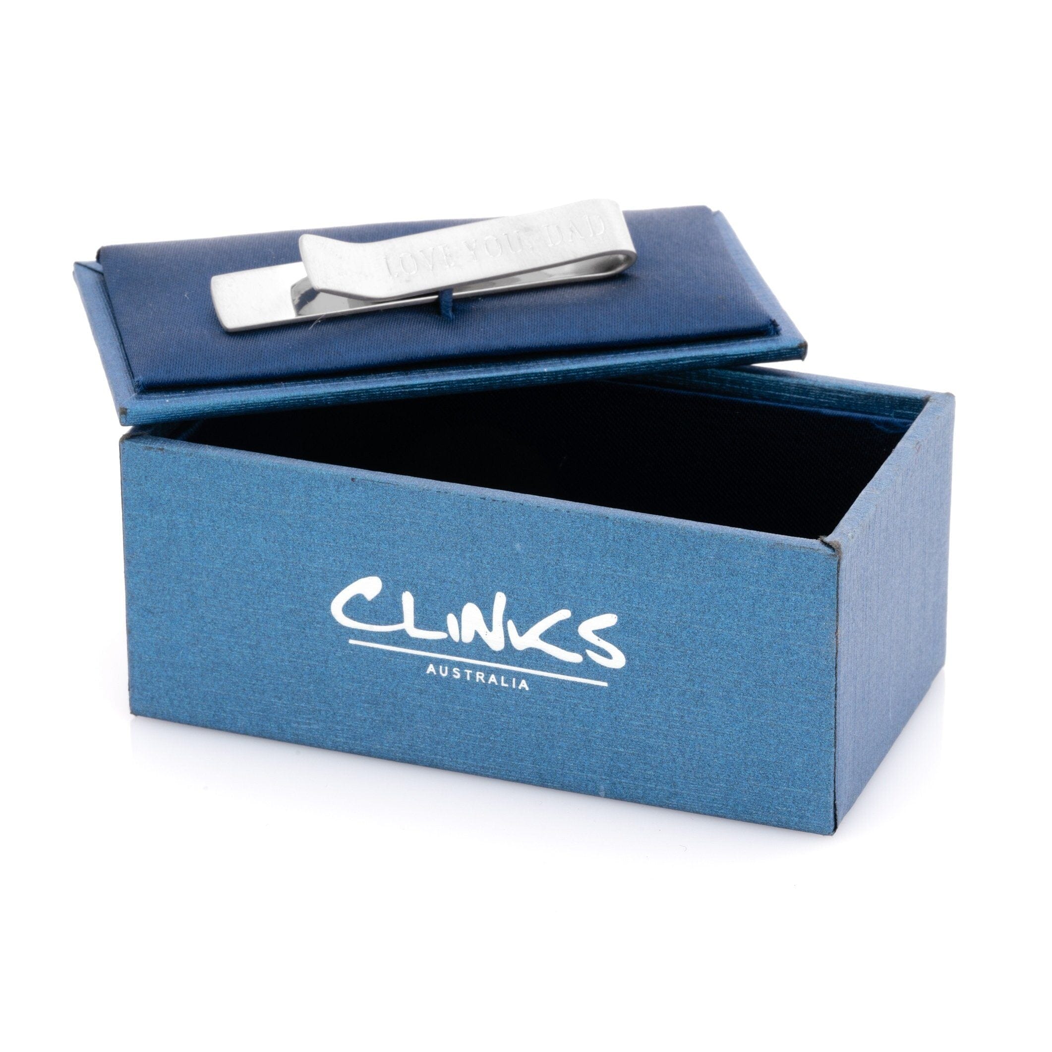 Brushed Silver "Love You, Dad" Tie Clip Tie Clips Clinks 