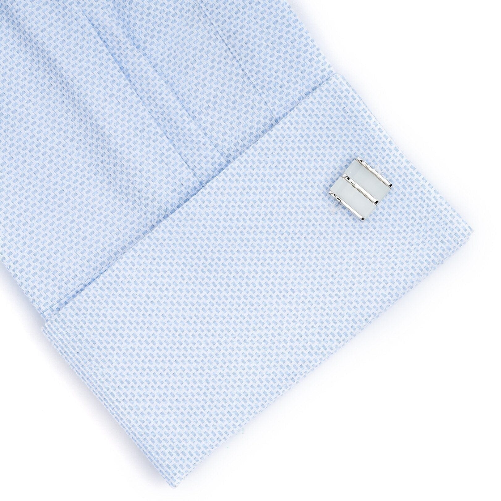 Dual White Ice Cateye Silver Cufflinks Classic & Modern Cufflinks Clinks Australia 