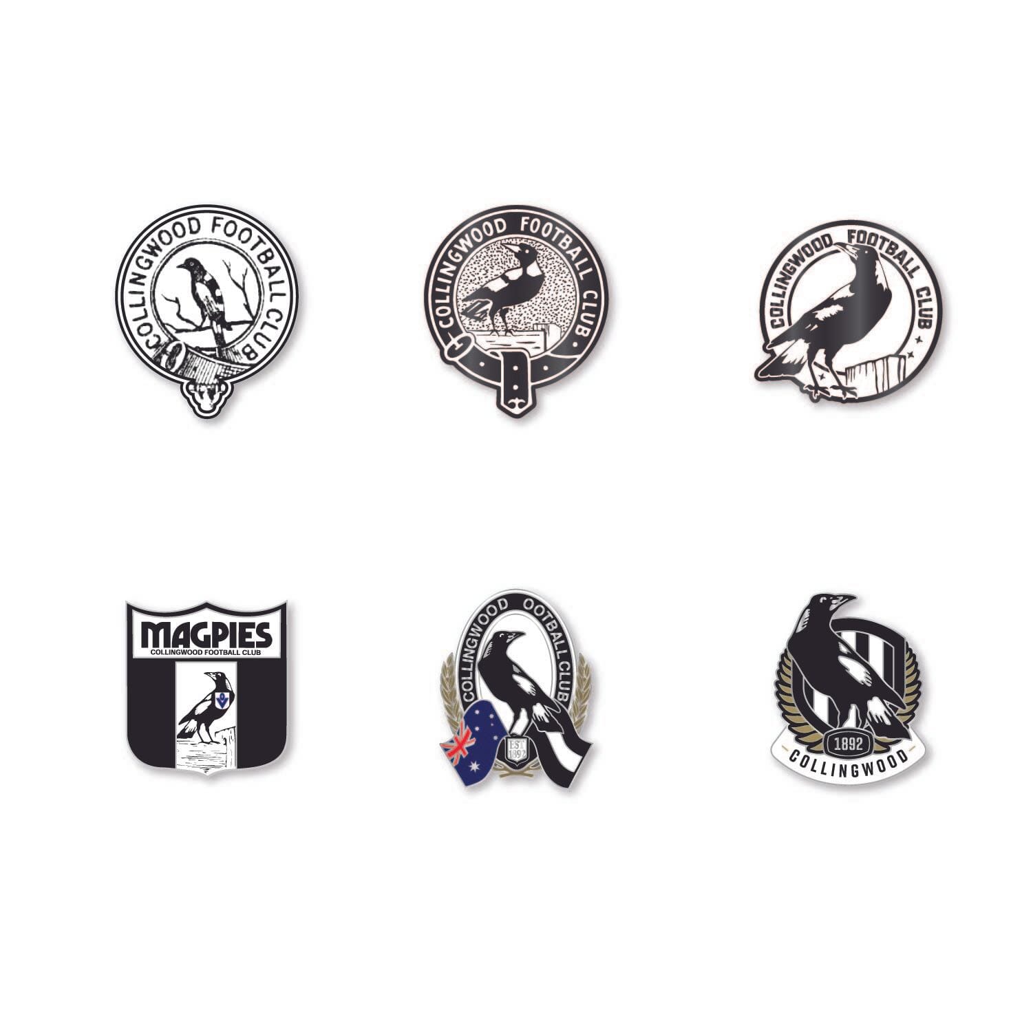 Collingwood Magpies AFL Pin Set Lapel Pin Clinks Default 