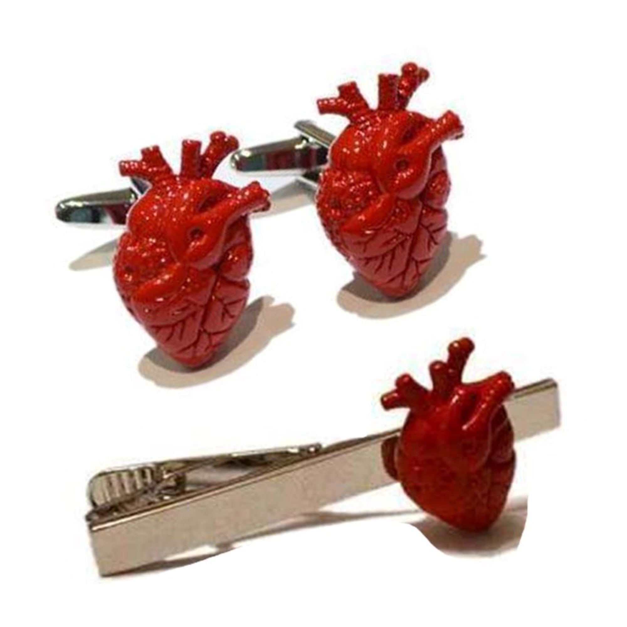 Anatomical Heart Cufflinks & Tie Clip Set Gift Set Clinks Australia 