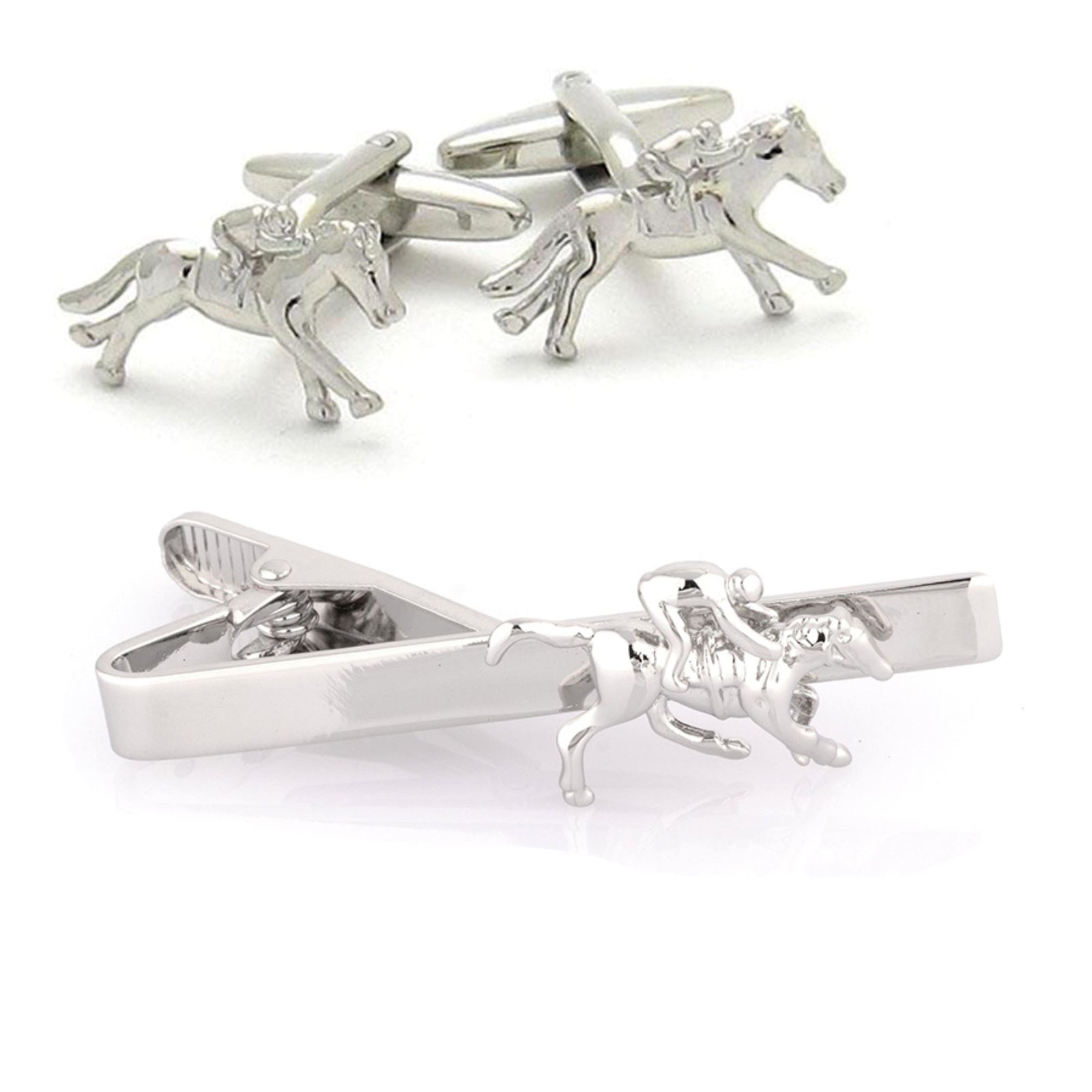 Melbourne Cup Horse Jockey Cufflinks & Tie Clip Set Gift Set Clinks Australia 