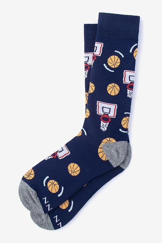 Basketball Nothing But Net Navy Blue Mens Sock Socks Alynn 