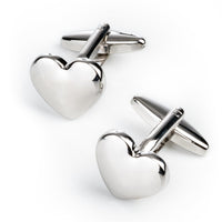 Silver Heart Engravable Cufflinks Classic & Modern Cufflinks Clinks Australia