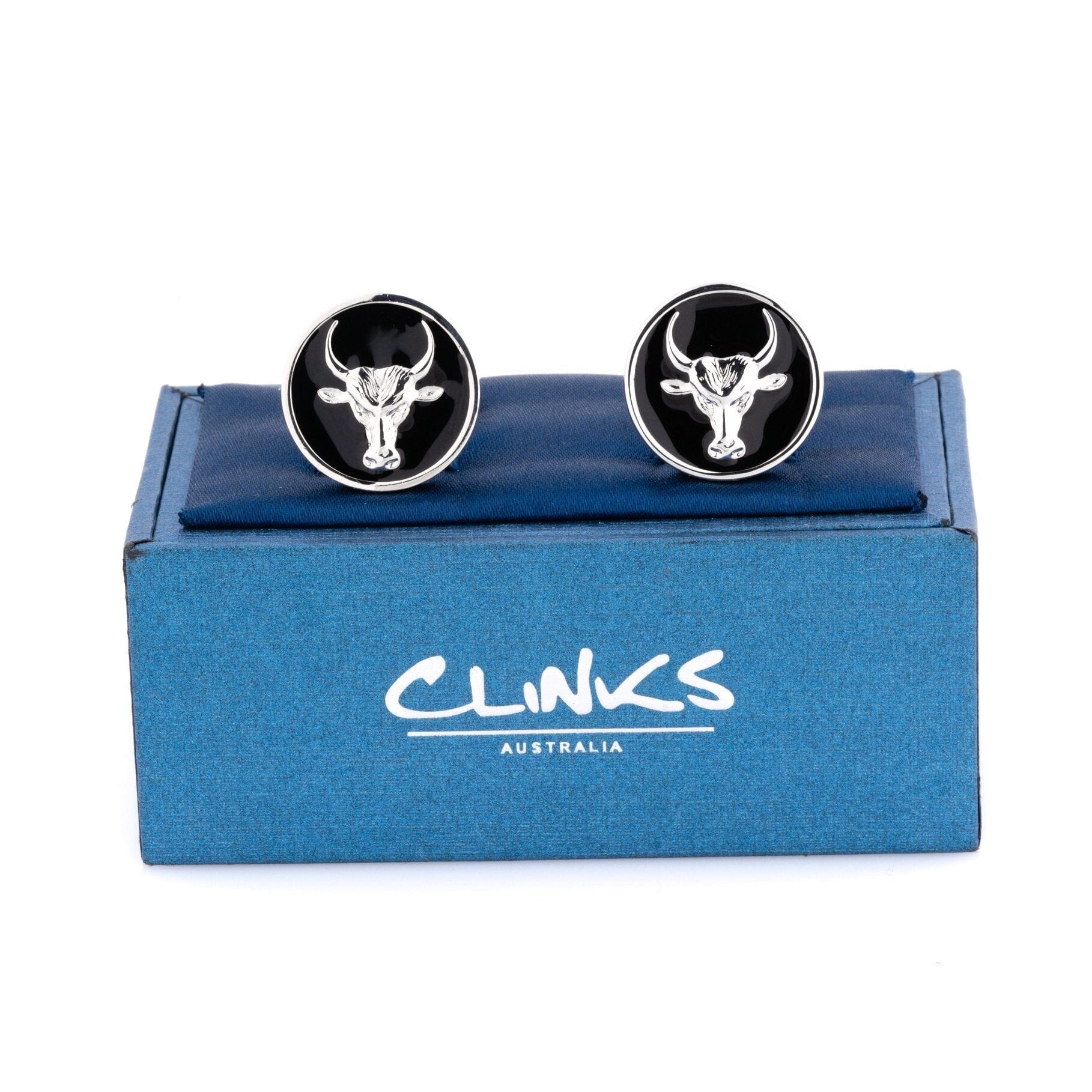 Bull Black Enamel Cufflinks Novelty Cufflinks Clinks Australia 