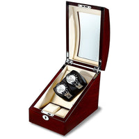 Avoca Watch Winder Box for 2 + 2 Watches in Mahogany Watch Winder Boxes Clinks