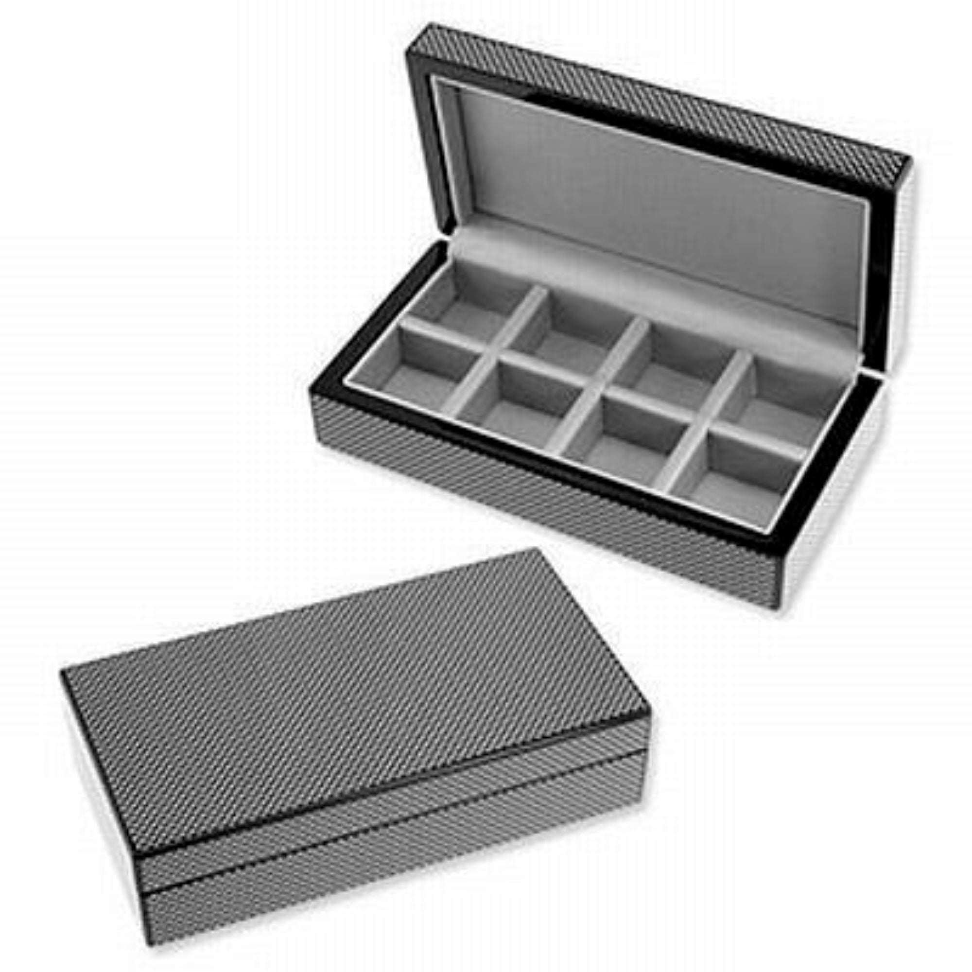 8 Pair Wooden Carbon Fibre Look Storage Box Cufflink Boxes Clinks 8 Pair Wooden Carbon Fibre Look Storage Box 