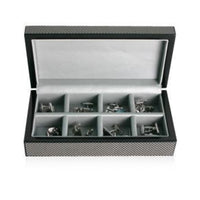 8 Pair Wooden Carbon Fibre Look Storage Box Cufflink Boxes Clinks