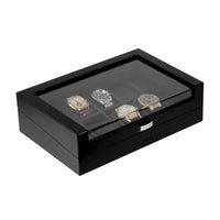 Black Wooden Watch Box for 10 Watches Watch Boxes Clinks