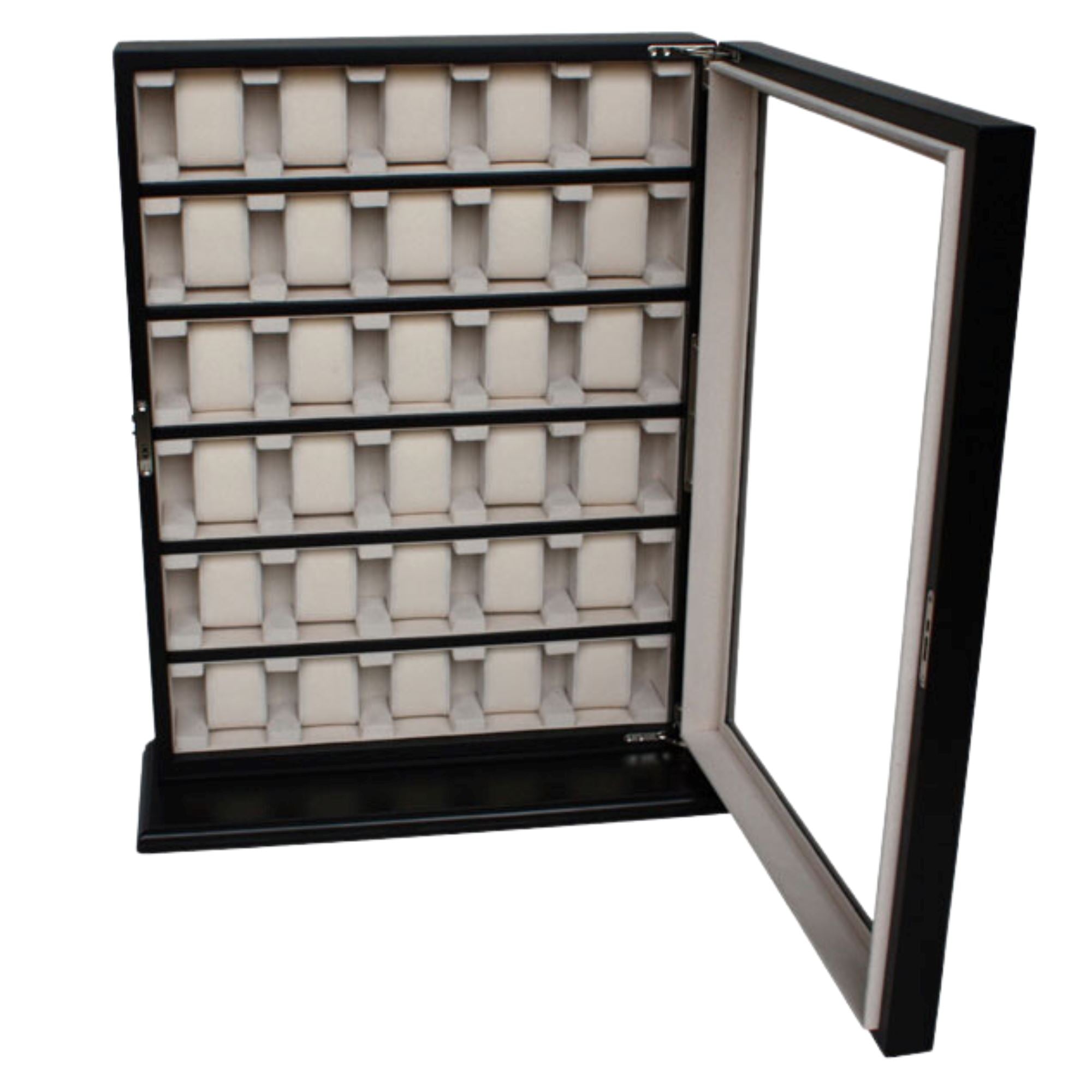 Black Wooden Watch Cabinet for 30 watches Watch Boxes Clinks 