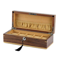 Walnut Wooden Watch Box for 5 Watches Watch Boxes Clinks