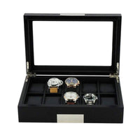 10 Slots Black Wooden Watch Box Watch Boxes Clinks