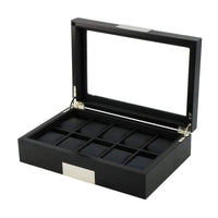 10 Slots Black Wooden Watch Box Watch Boxes Clinks