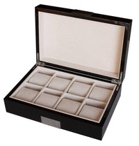 Black Wooden Watch Box for 8 Watches Watch Boxes Clinks