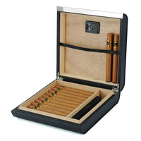 20 CT Black Cigar Humidor Carbon Fiber Case for Cigars Cigar Boxes Clinks