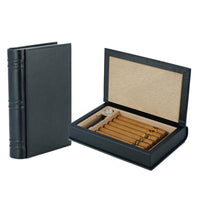 5 CT Black Cigar Humidor Leather Case for Cigars Cigar Boxes Clinks