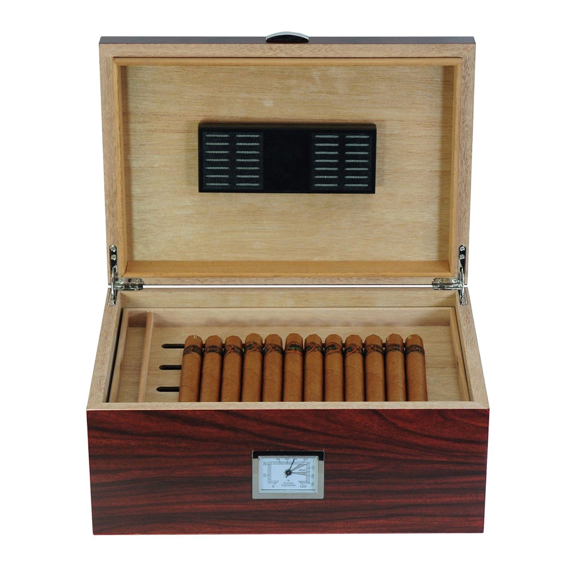 100 CT Walnut Cigar Humidor Wooden Box for Cigars Cigar Boxes Clinks 