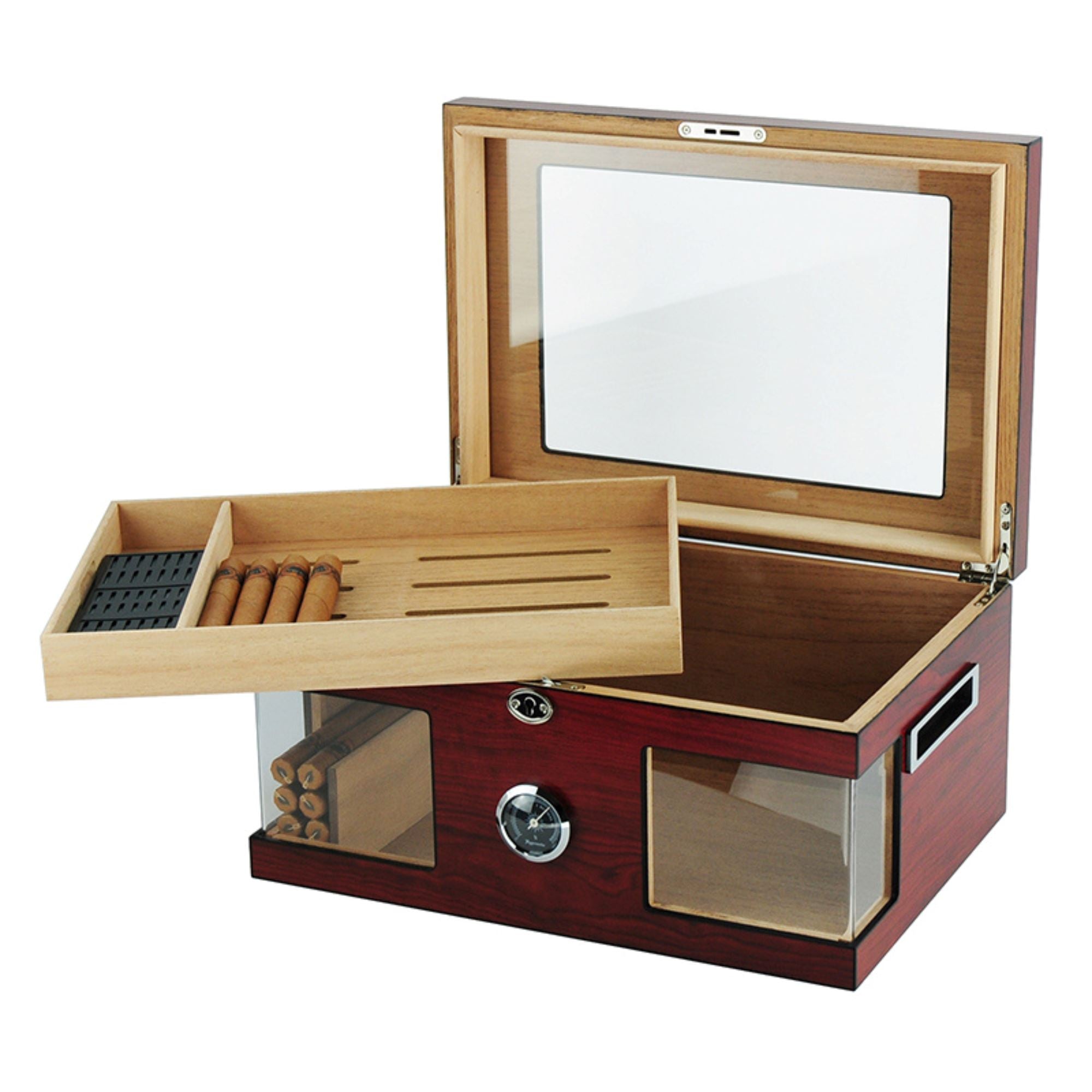 120 CT Brown Cigar Humidor Spanish Cedar Box for Cigars Cigar Boxes Clinks 