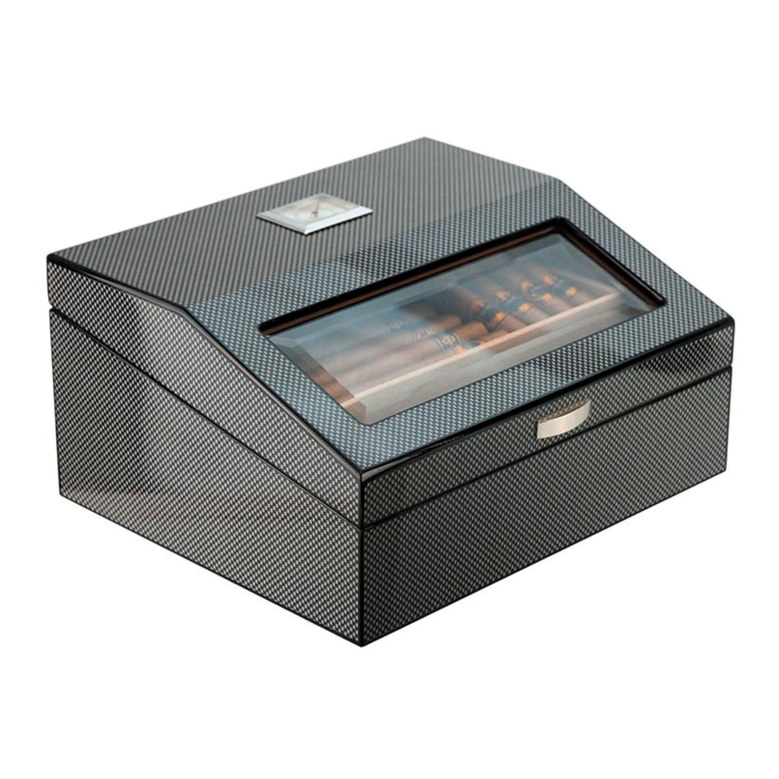 50 CT Carbon Fibre Cigar Humidor Wooden Cabinet for Cigars Cigar Boxes Clinks 