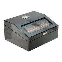 50 CT Carbon Fibre Cigar Humidor Wooden Cabinet for Cigars Cigar Boxes Clinks