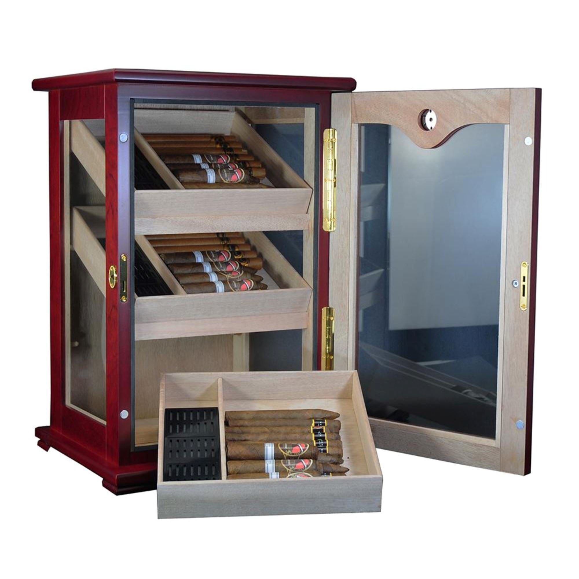 150 CT Bubinga Cigar Humidor Mahogany Lining Cabinet for Cigars Cigar Boxes Clinks 