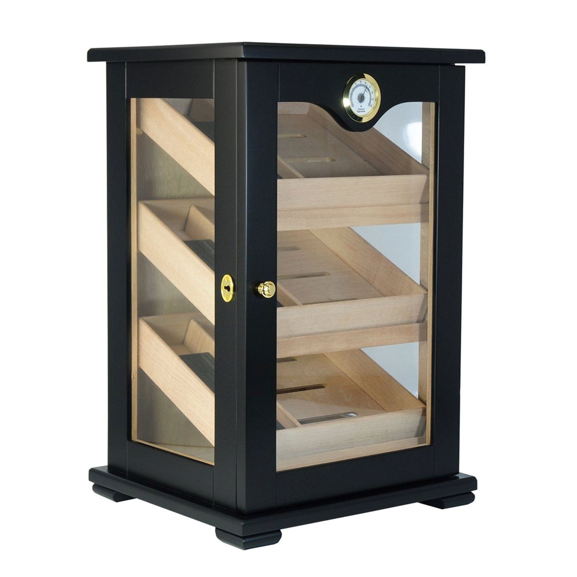 150 CT Black Cigar Humidor Wooden Cabinet for Cigars Cigar Boxes Clinks 