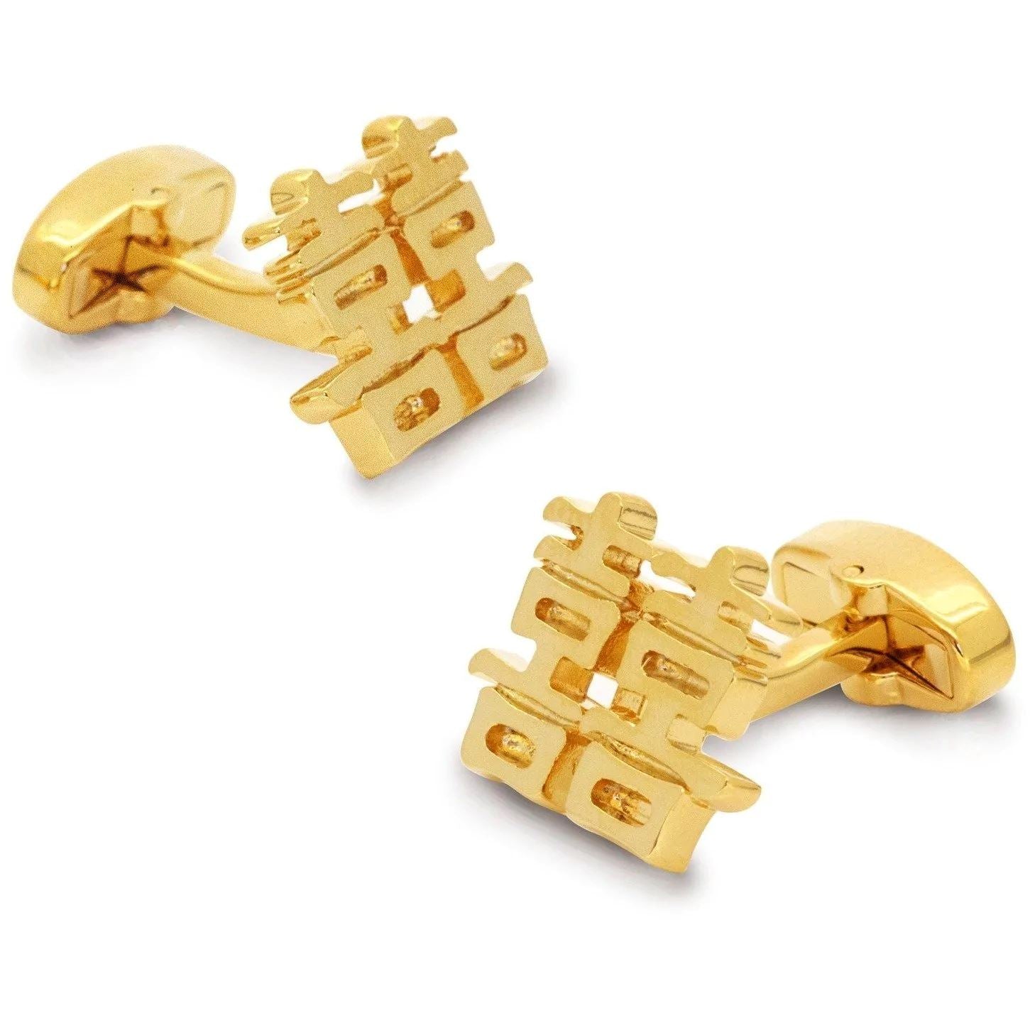 Chinese Symbol of Double Happiness Gold Novelty Cufflinks Clinks Australia 