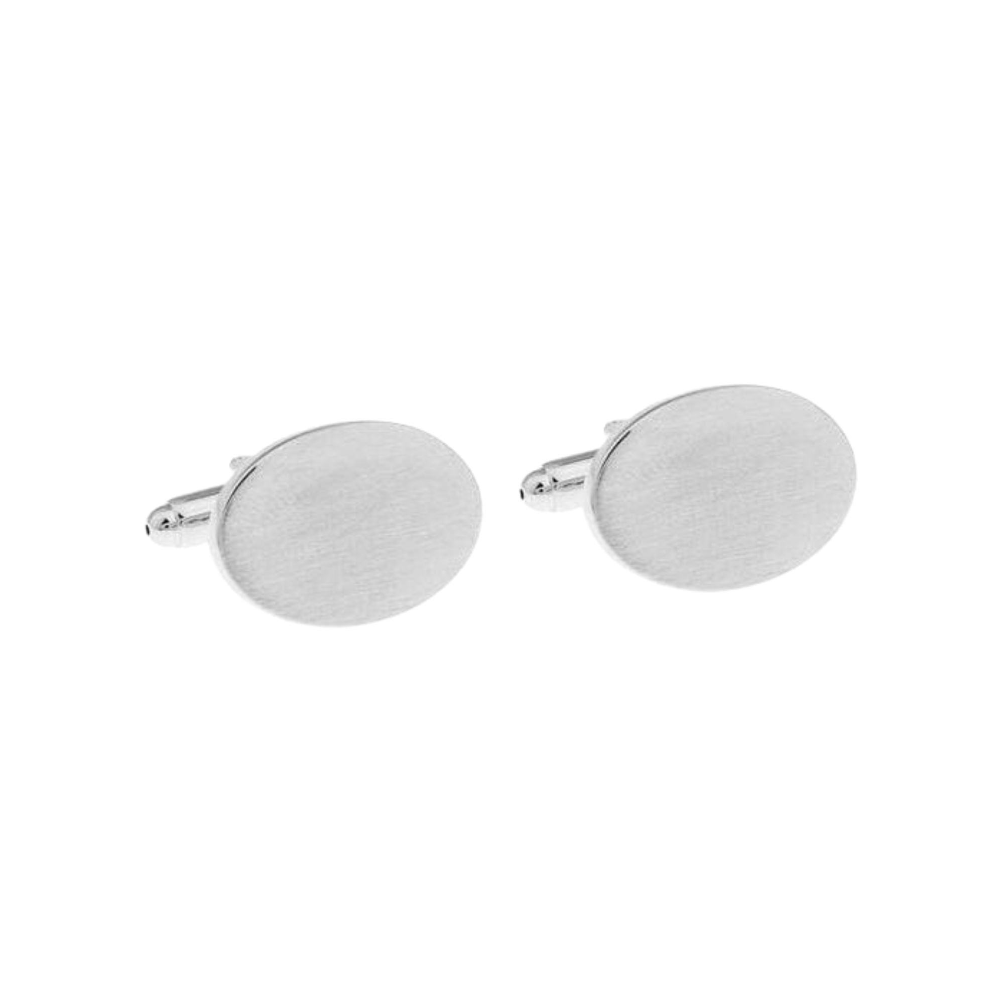 Oval Brushed Silver Engravable Cufflinks Classic & Modern Cufflinks Clinks Australia Brushed Silver Oval Engravable Cufflinks 