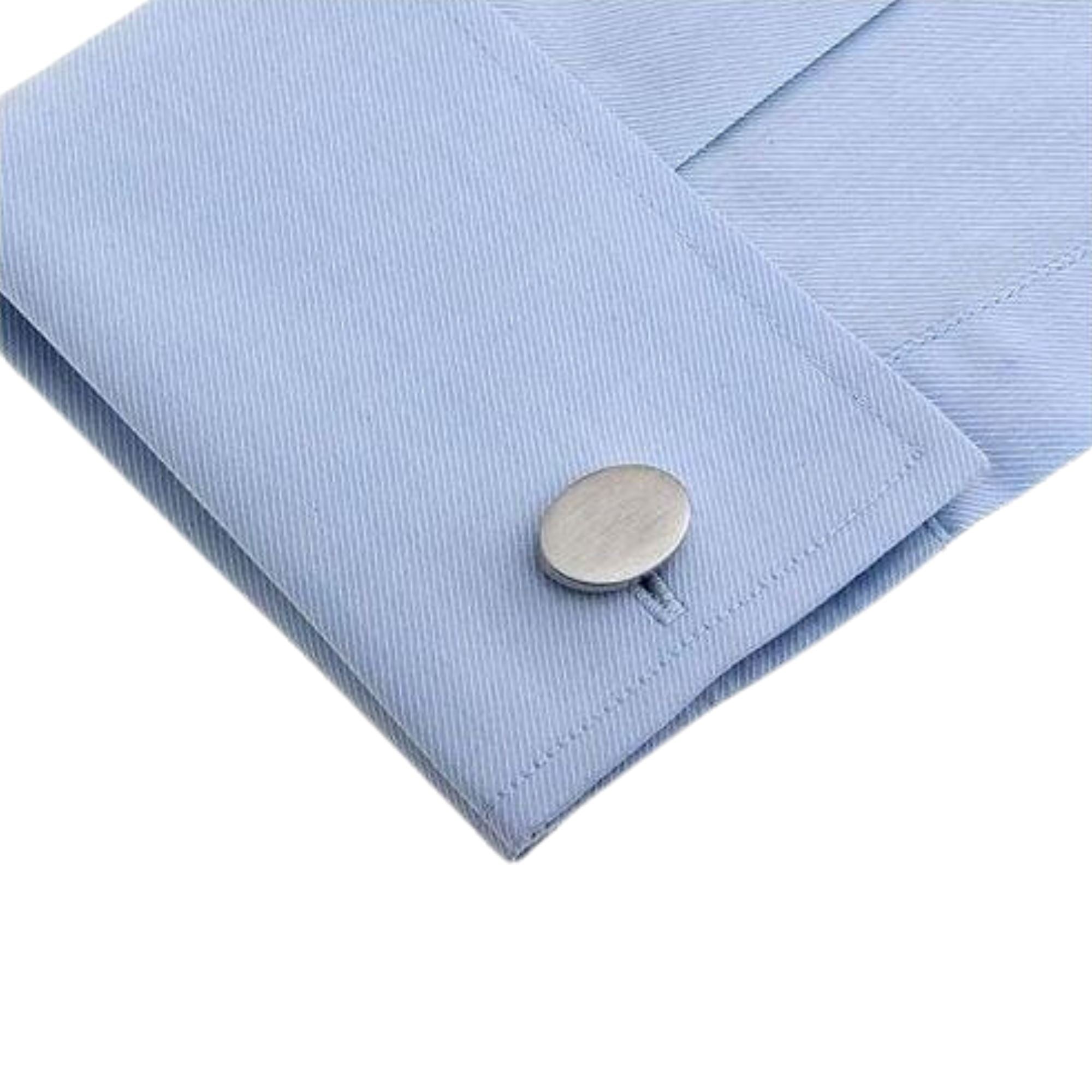 Oval Brushed Silver Engravable Cufflinks Classic & Modern Cufflinks Clinks Australia 