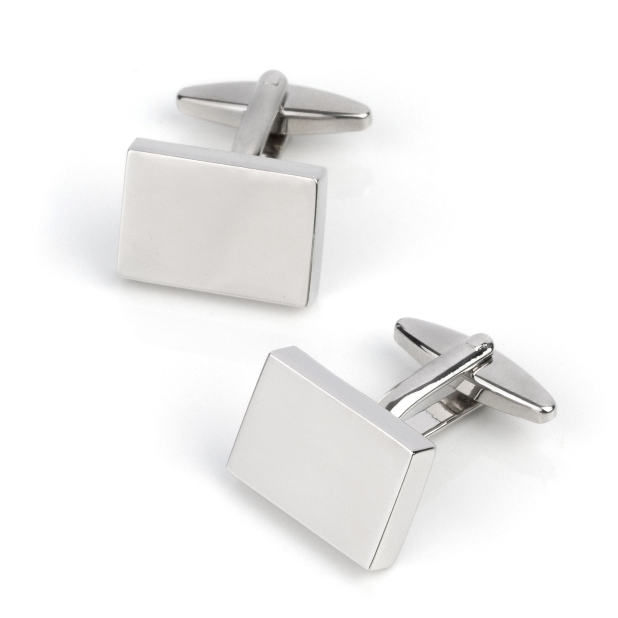 Shiny Silver Rectangle Engravable Cufflinks Classic & Modern Cufflinks Clinks Australia Shiny Silver Rectangle Engraveable Cufflinks 