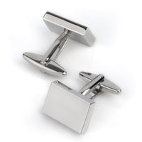 Shiny Silver Rectangle Engravable Cufflinks Classic & Modern Cufflinks Clinks Australia