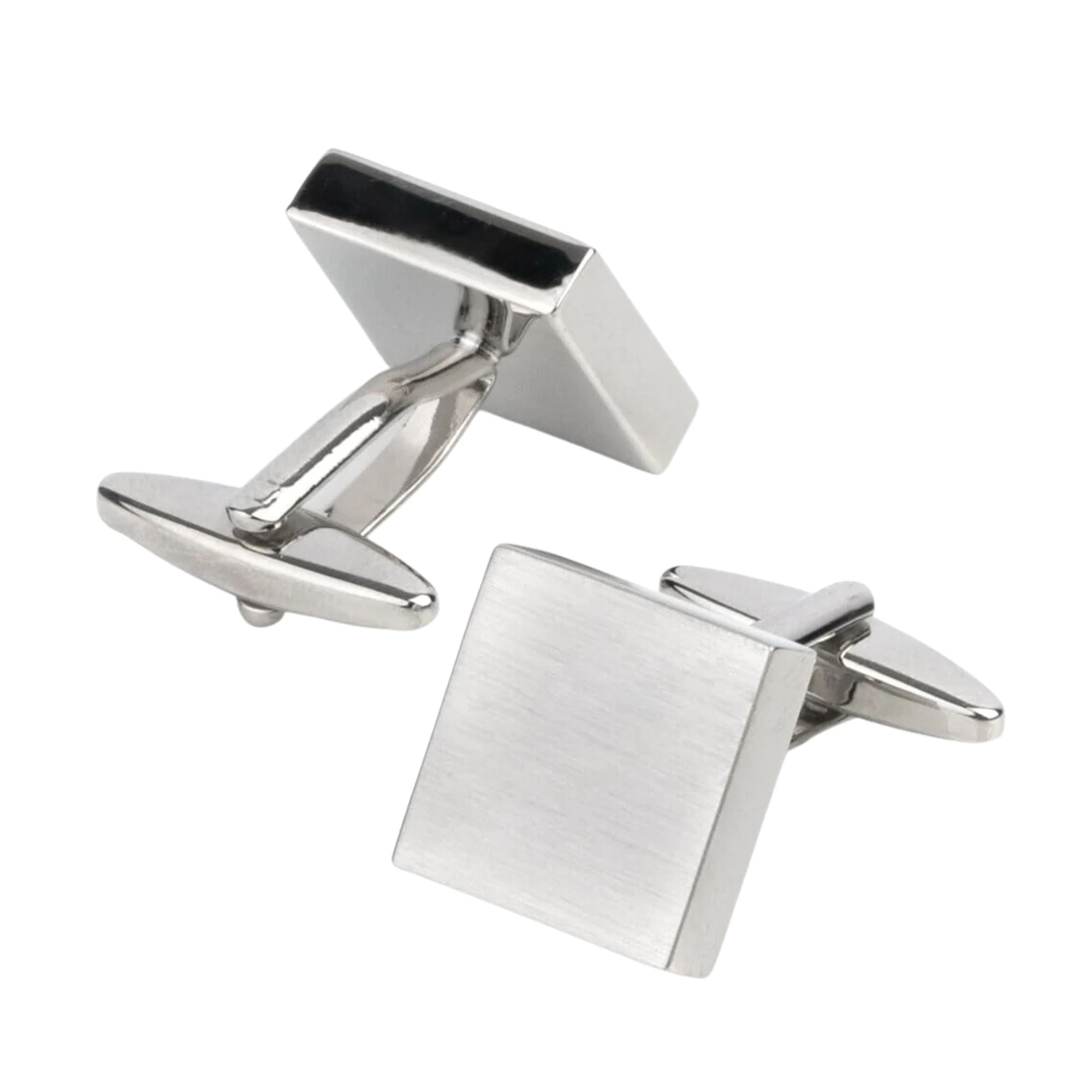 Brush Silver Square Engravable Cufflinks Classic & Modern Cufflinks Clinks Australia 