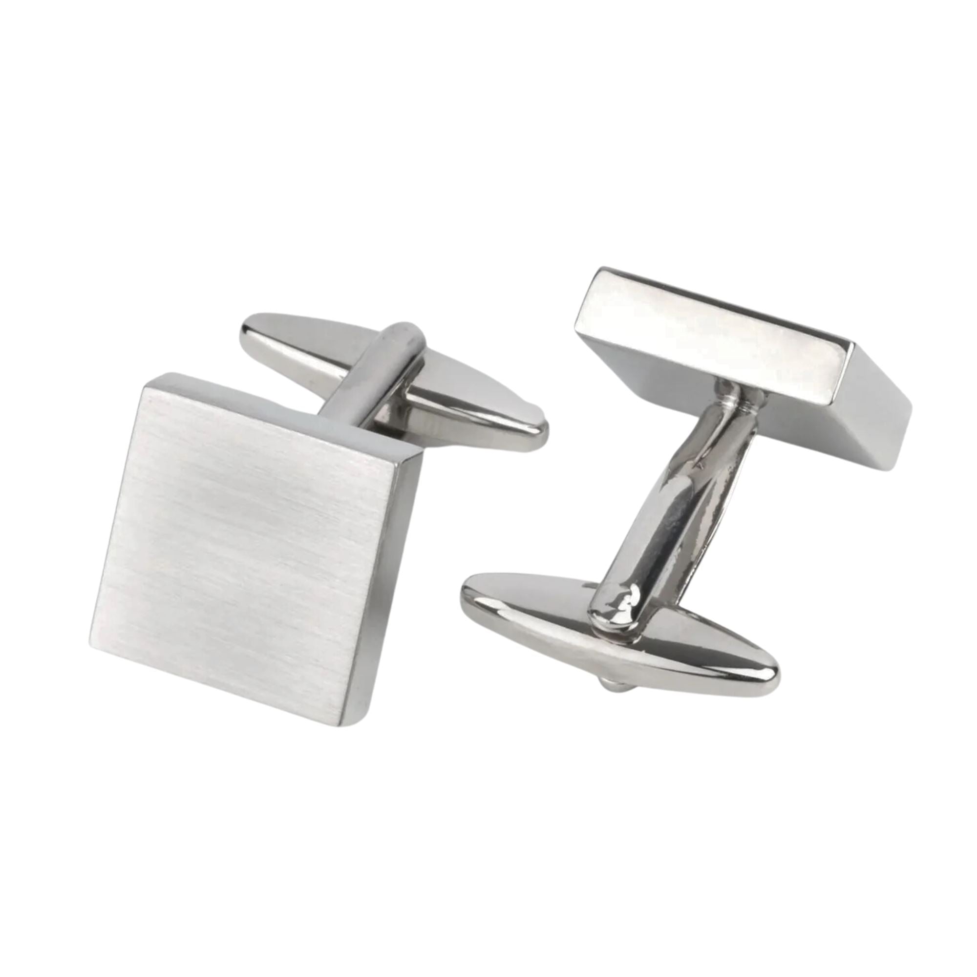 Brush Silver Square Engravable Cufflinks Classic & Modern Cufflinks Clinks Australia 