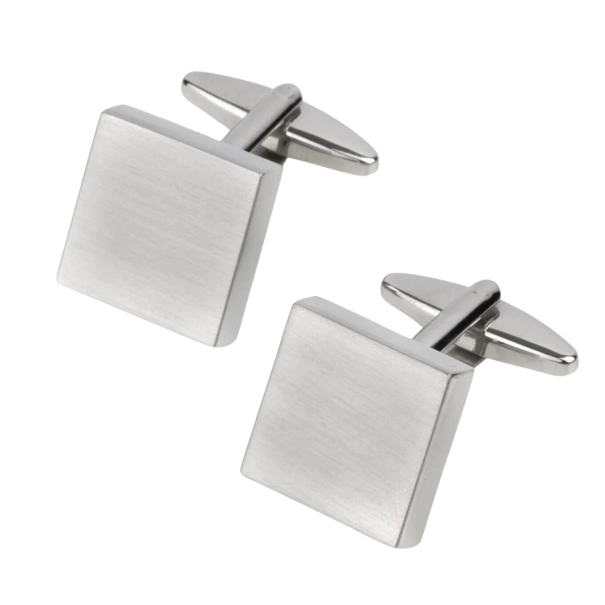 Brush Silver Square Engravable Cufflinks Classic & Modern Cufflinks Clinks Australia 