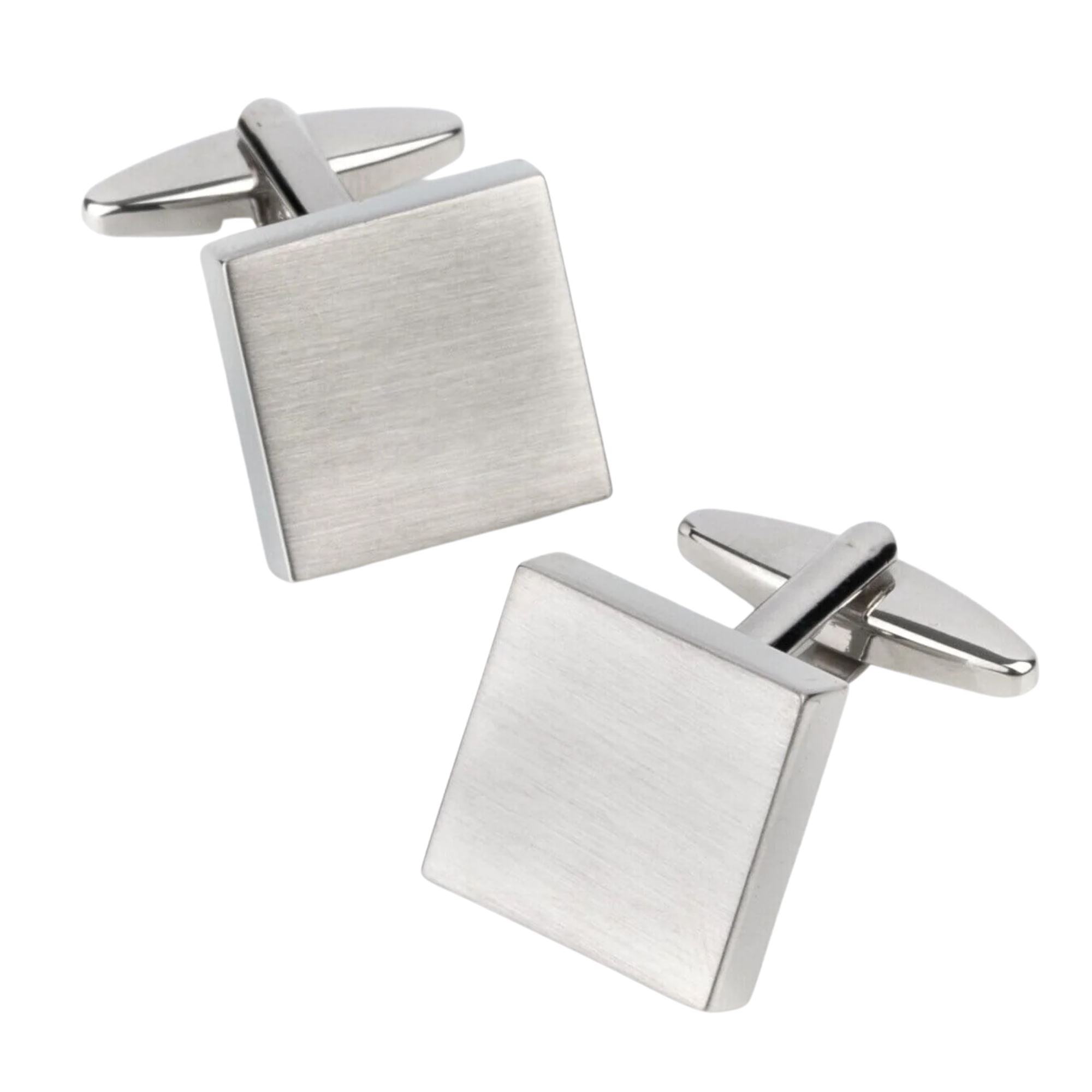 Brush Silver Square Engravable Cufflinks Classic & Modern Cufflinks Clinks Australia 