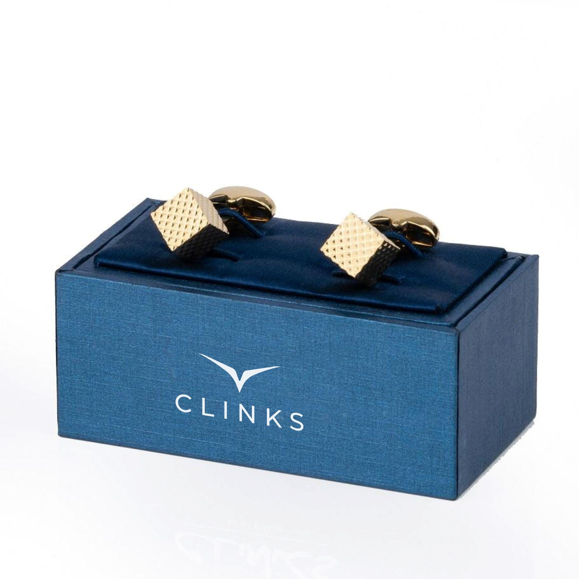 Gold Diamond Textured Cube Cufflinks Classic & Modern Cufflinks Clinks Australia 