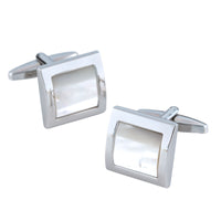 Mother of Pearl in Silver Square Cufflinks Classic & Modern Cufflinks Clinks Australia Mother of Pearl in Silver Square Cufflinks