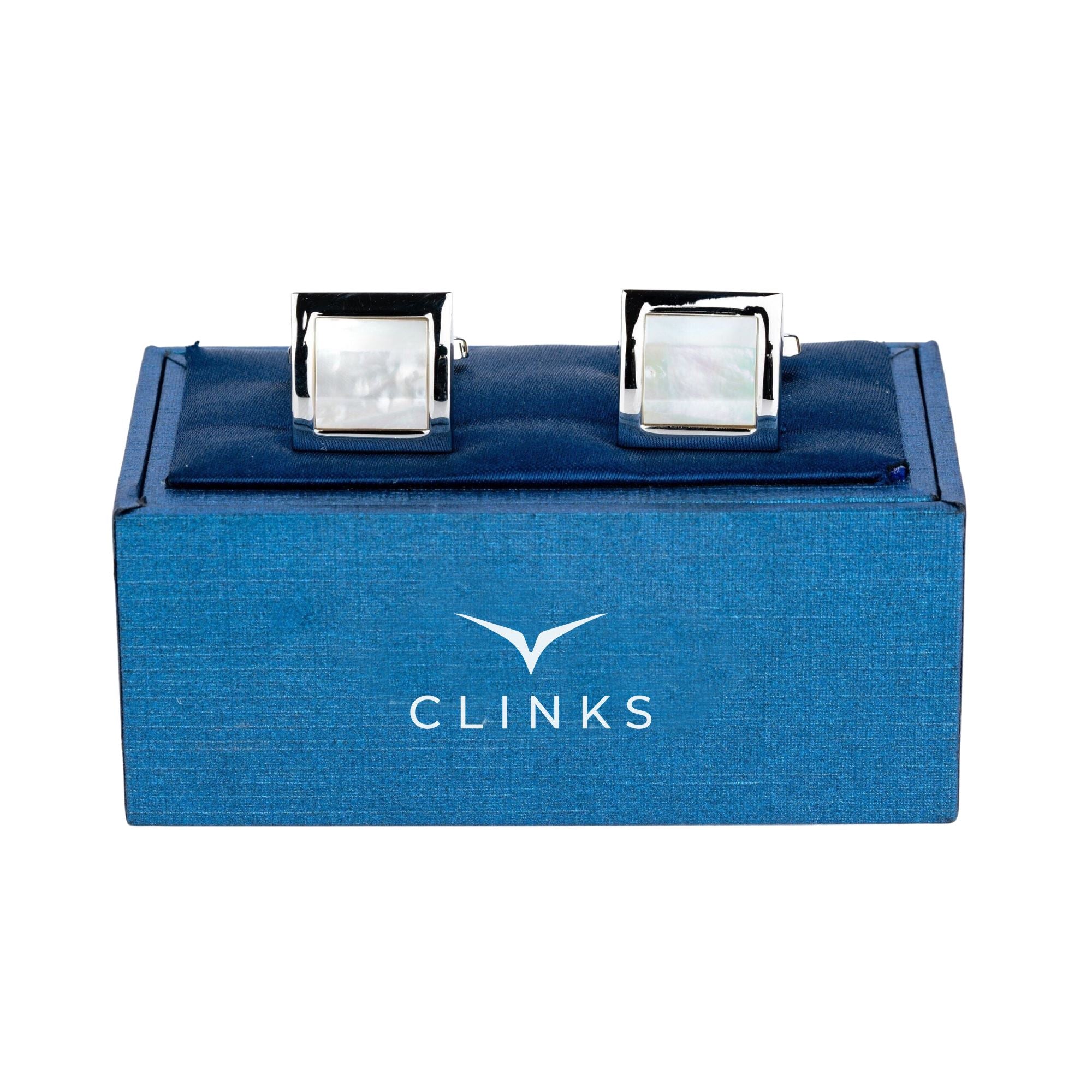 Mother of Pearl in Silver Square Cufflinks Classic & Modern Cufflinks Clinks Australia 