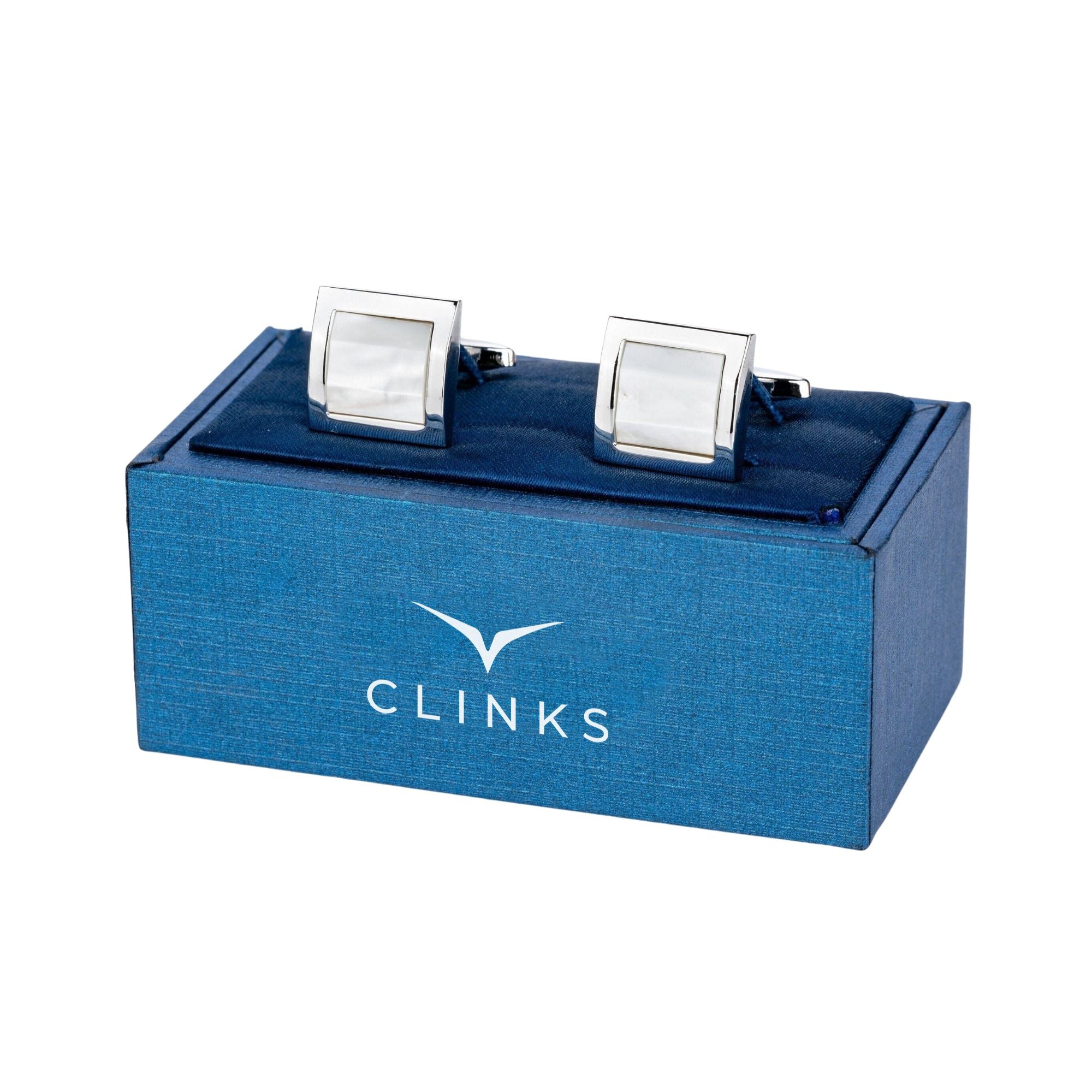 Mother of Pearl in Silver Square Cufflinks Classic & Modern Cufflinks Clinks Australia 
