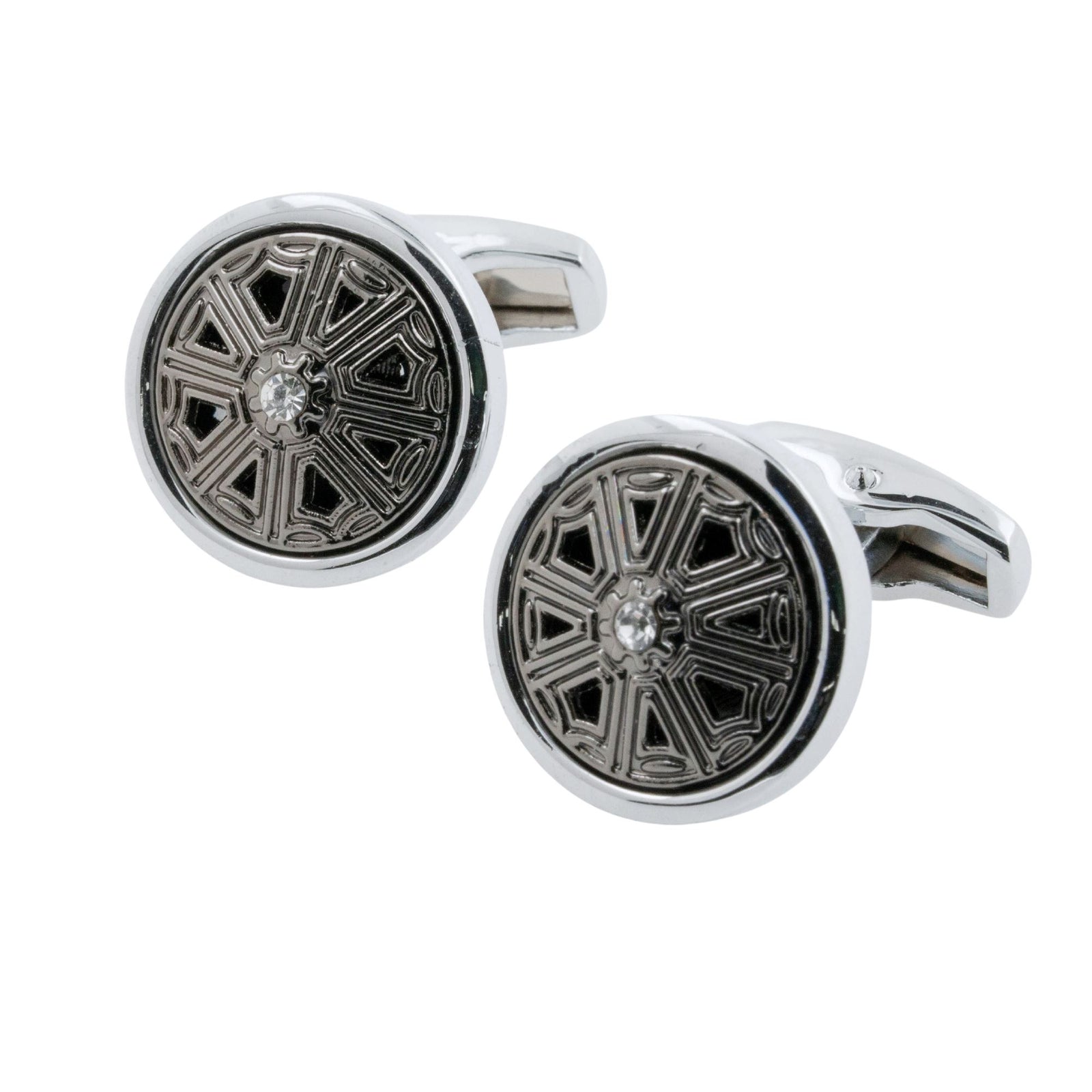 Antique Round Shield with Crystal Cufflinks Classic & Modern Cufflinks Clinks Australia Antique Round Shield with Crystal Cufflinks 
