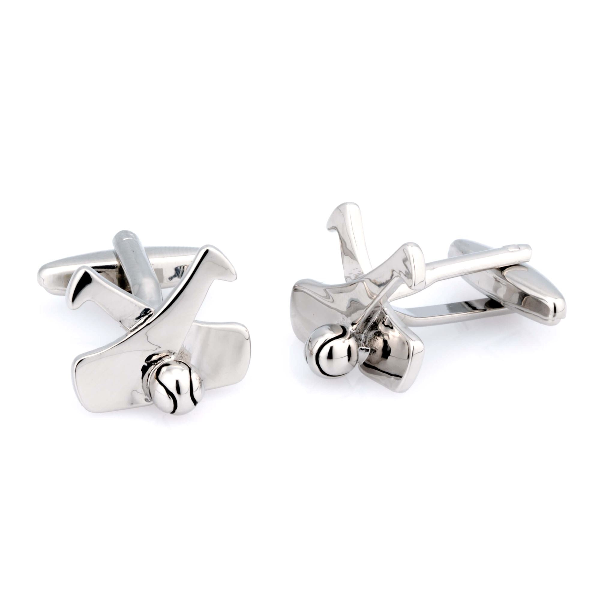 Hockey Sticks and Ball Silver Cufflinks Novelty Cufflinks Clinks Australia 