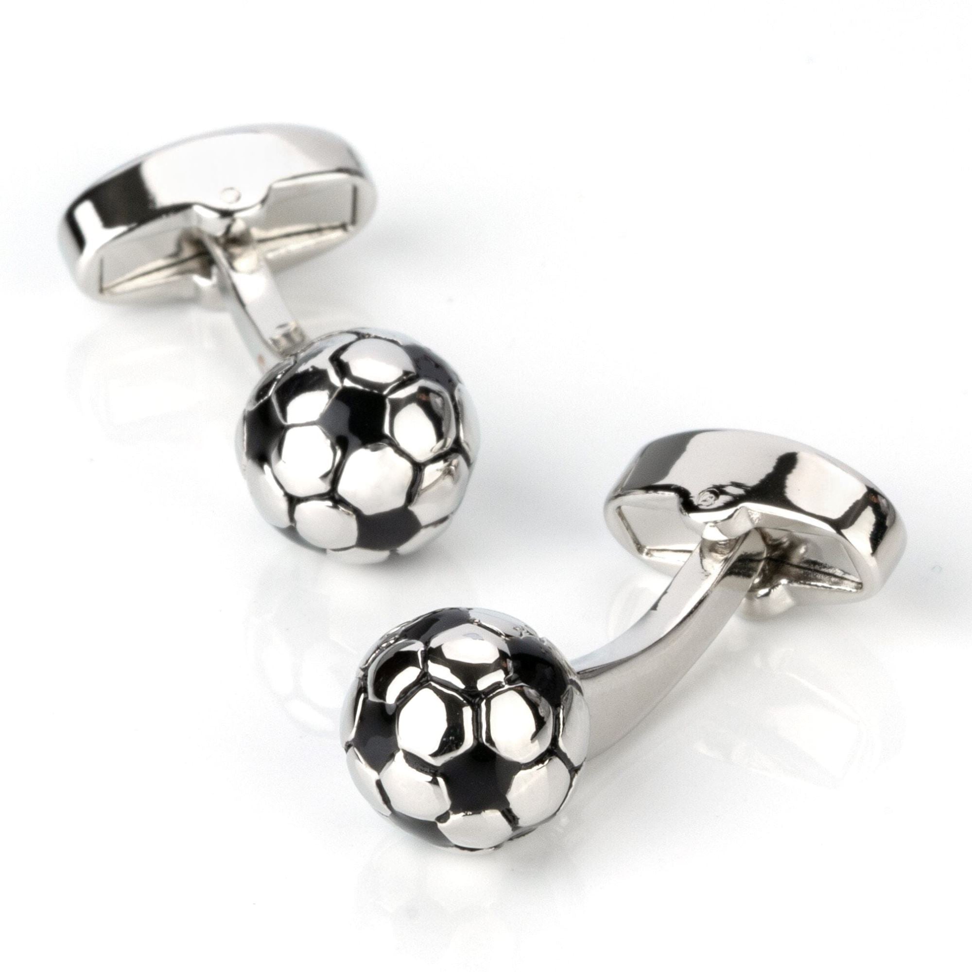 3D Silver and Black Soccer Ball Football Cufflinks Novelty Cufflinks Clinks Australia 