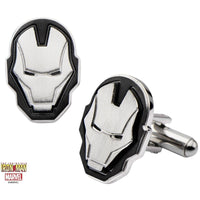Iron Man Helmet Cufflinks in Black and Silver Novelty Cufflinks Marvel Comics Iron Man Helmet Cufflinks in Black and Silver